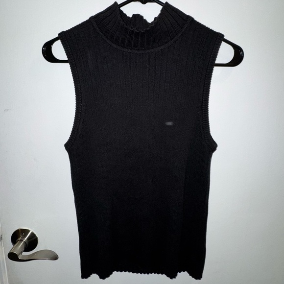 Vintage Chadwicks Black Sleeveless Turtleneck Sweater - Picture 2 of 8